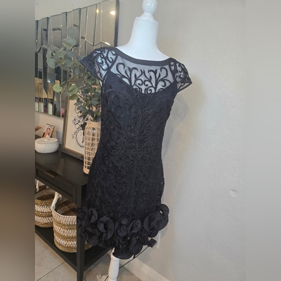 Guess Black Ruffled Sheath Mini Dress Size 2 - Picture 10 of 11